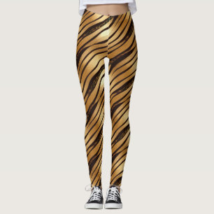 Braune Leopard-Streifen Leggings