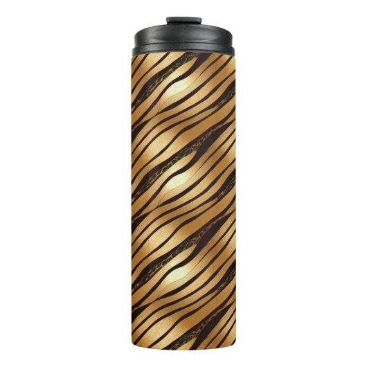 Braune Leopard-Streifen Thermosbecher (Vorderseite)