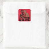 Braune Liebe Quadratischer Aufkleber (Tasche)