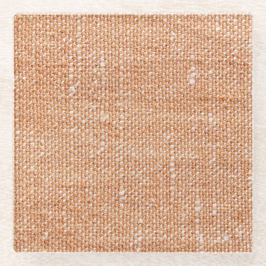 Braune Linen Leinwand Textur Hintergrund Glasuntersetzer (Vorderseite)