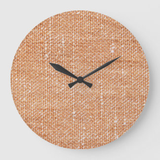 Braune Linen Leinwand Textur Hintergrund Große Wanduhr