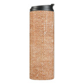 Braune Linen Leinwand Textur Hintergrund Thermosbecher (Nach links gedreht)