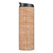 Braune Linen Leinwand Textur Hintergrund Thermosbecher (Nach rechts gedreht)