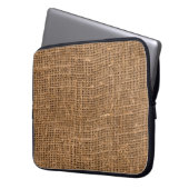 Braune Linen Leinwand Textur Laptopschutzhülle (Vorderseite Links)