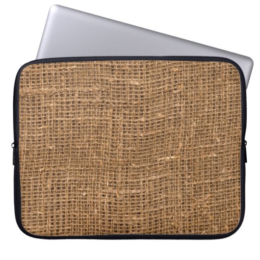 Braune Linen Leinwand Textur Laptopschutzhülle (Vorderseite)