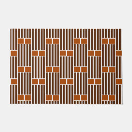 Braune Linien und Boxen Fußmatte