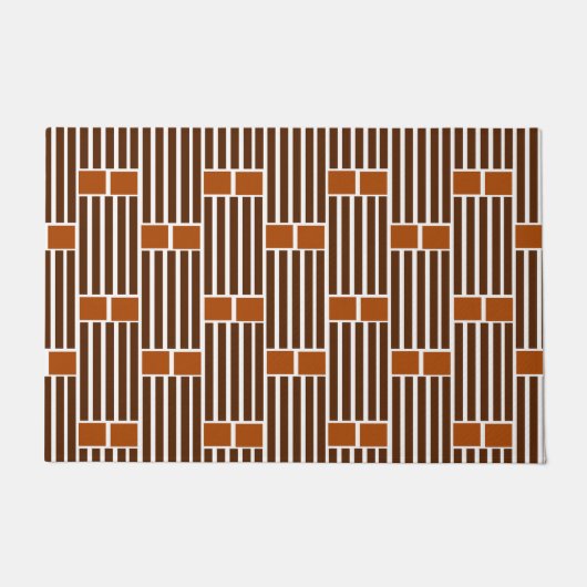 Braune Linien und Boxen Fußmatte (Vorderseite)