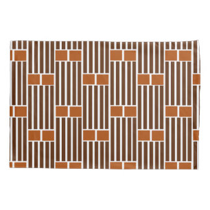 Braune Linien und Boxen Kissenbezug