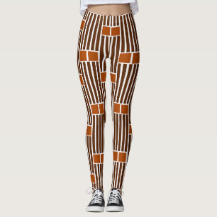 Braune Linien und Boxen Leggings