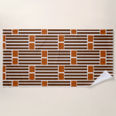 Braune Linien und Boxen Strandtuch (Vorderseite)