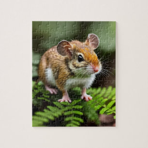 Braune Maus auf einem Fern Leaf, Jigsaw Puzzle