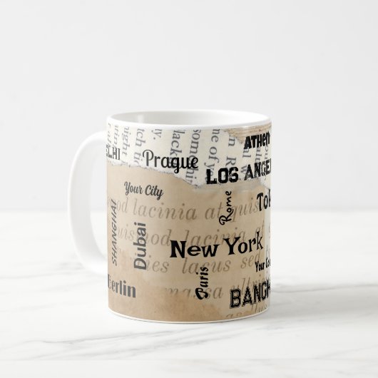 Braune Megastadt Kaffeetasse (Vorderseite Links)