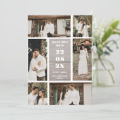 Braune Minimalistische 6-Foto-Save the Date-Karte Save The Date (Stehend Vorderseite)