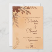 Braune Minimalistische Hochzeit im Herbst Einladun Einladung (Vorderseite)