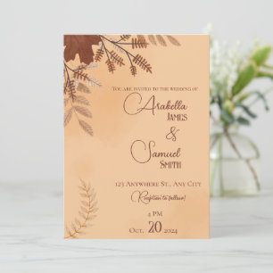 Braune Minimalistische Hochzeit im Herbst Einladun Einladung