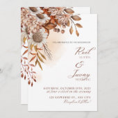 Braune Minimalistische Hochzeit im Herbst Einladun Einladung (Vorne/Hinten)