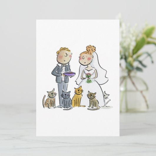 Bräune mit Katzen Einladung (Stehend Vorderseite)