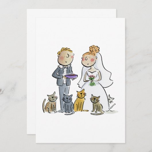 Bräune mit Katzen Einladung (Vorne/Hinten)