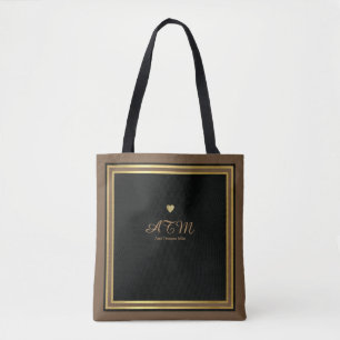 braune mit Monogramm Tüte mit Imitaten goldenen He Tasche