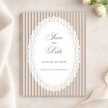 Braune Mocha-Streifen-Spitzen-Doily-Hochzeit