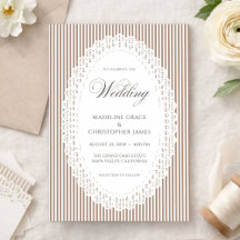 Braune Mocha-Streifen-Spitzen-Hochzeit
