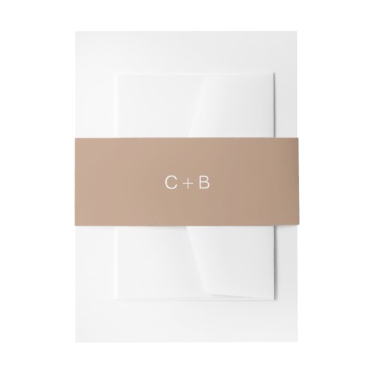 Braune moderne Hochzeit mit Monogramm Einladungsbanderole (Vorderseite Beispiel)
