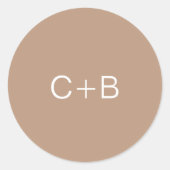 Braune moderne Hochzeit mit Monogramm Runder Aufkleber (Vorderseite)