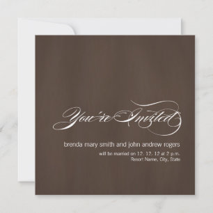 Braune moderne Hochzeitseinladung in Weiß Einladung