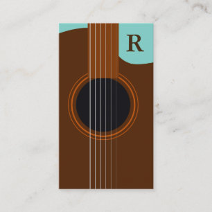 Braune Monogramm-Akustikgitarre Gitarrist Visitenkarte