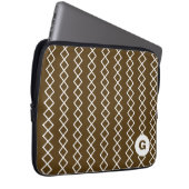 Braune Monogramm-Geometrie-Laptoptasche Laptopschutzhülle (Vorne Rechts)