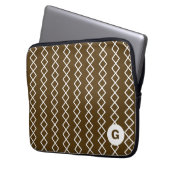 Braune Monogramm-Geometrie-Laptoptasche Laptopschutzhülle (Vorderseite Links)