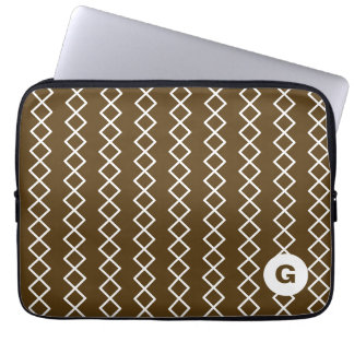 Braune Monogramm-Geometrie-Laptoptasche Laptopschutzhülle