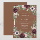 Braune Moody Rustikale Hochzeit Einladung (Vorne/Hinten)