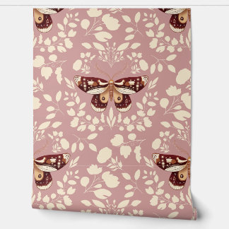 Braune Moth & Cream Foliage Tapete