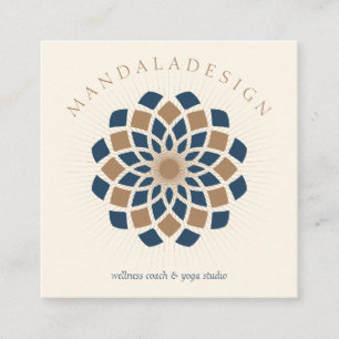 Braune Navy Mandala Quadratische Visitenkarte