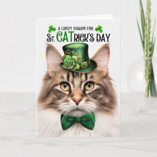 Braune Norwegische Waldkatze St CATrick's Day Feiertagskarte