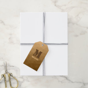 Braune Ombre-Geometrie-Maschenmuster-Monogramm Geschenkanhänger