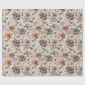 Braune Orange Creme Blumen Geburtstag Geschenkpapier (Flach)