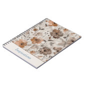Braune Orange Creme Blumen Notizblock (Linke Seite)