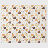 Braune Orange Creme Kürbisse Blätter Geschenkpapier (Flach)