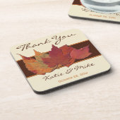 Braune Orange Elfenbeinkühe getrocknete Blätter Un Getränkeuntersetzer (Linke Seite)