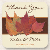 Braune Orange Elfenbeinkühe getrocknete Blätter Un Getränkeuntersetzer (Vorderseite)