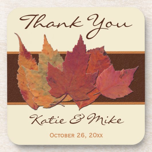 Braune Orange Elfenbeinkühe getrocknete Blätter Un Getränkeuntersetzer (Vorderseite)