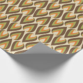 Braune, orange, grüne Retro geometrische Teardrops Geschenkpapier (Ecke)