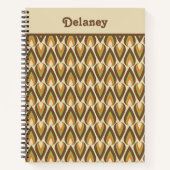 Braune, orange, grüne Retro geometrische Teardrops Notizblock (Vorderseite)