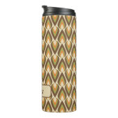 Braune, orange, grüne Retro geometrische Teardrops Thermosbecher (Nach rechts gedreht)