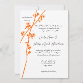 Braune Orange Wild Blume Branch Wedding Einladung (Vorderseite)
