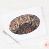 Braune, orangefarbene, goldene Rose Oval Stickers (Umschlag)