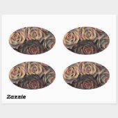 Braune, orangefarbene, goldene Rose Oval Stickers (Blatt)
