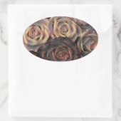 Braune, orangefarbene, goldene Rose Oval Stickers (Tasche)